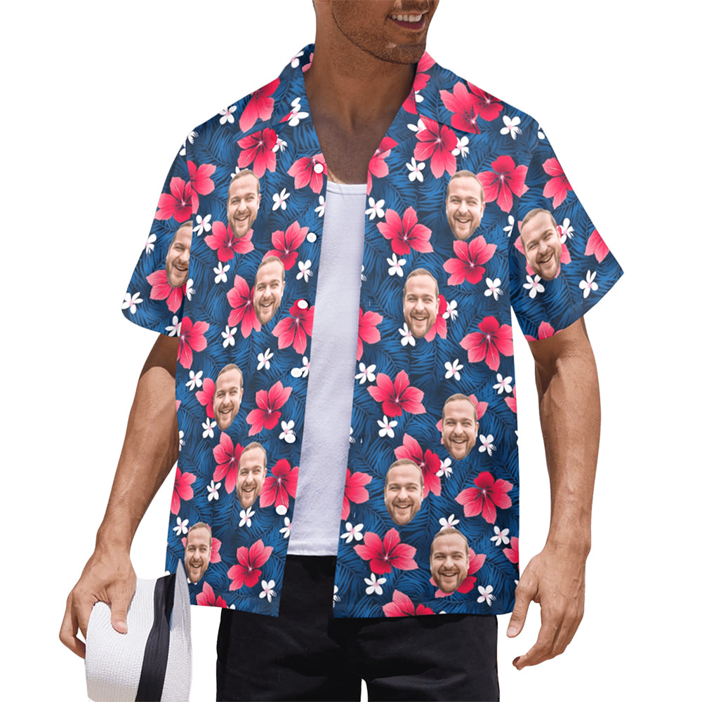 Custom Face Flower Petals Hawaiian Shirt | Personalized Tropical Aloha Shirt Father's Day Gift