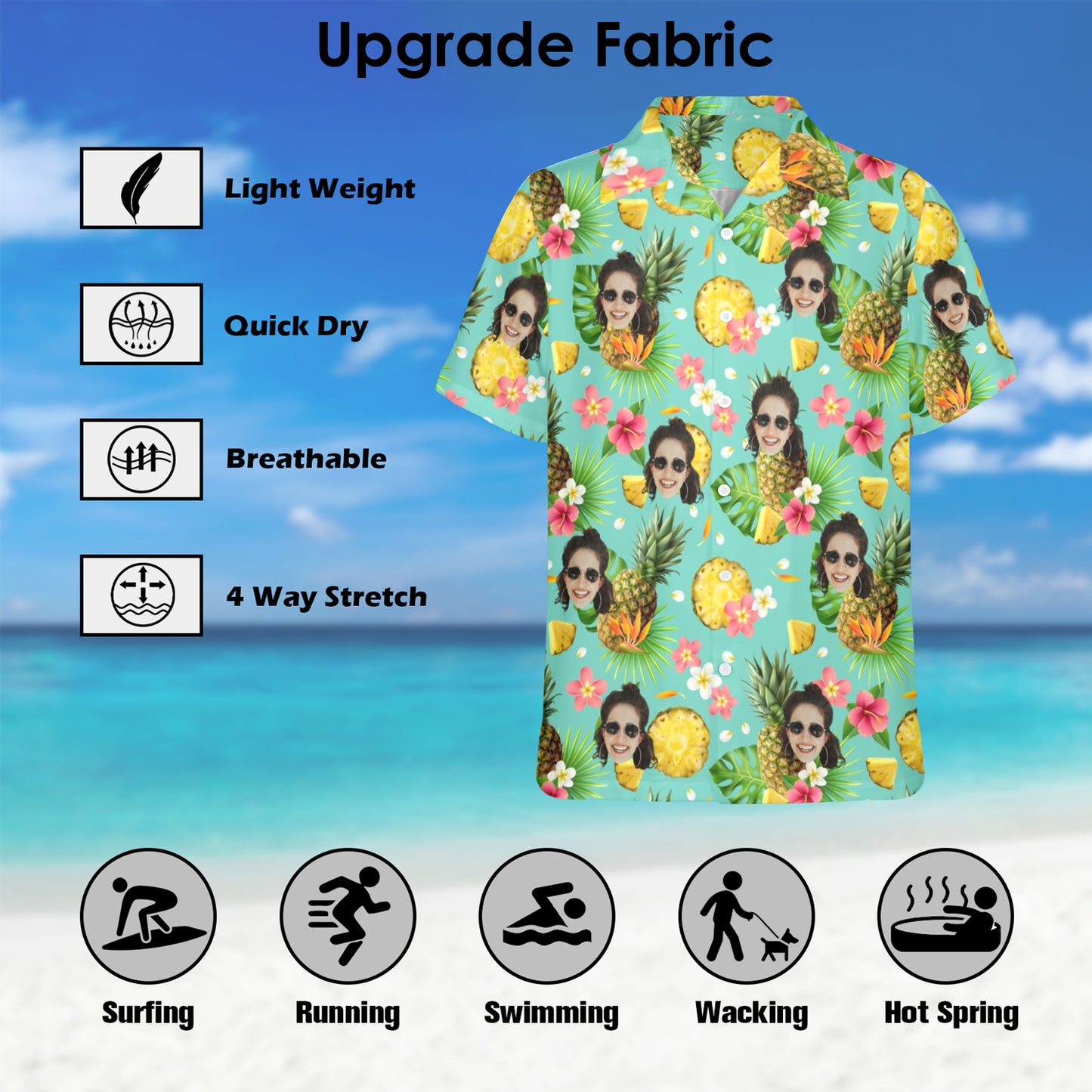 Custom Face Pineapple Hawaiian Shirt | Personalized Tropical Aloha Shirt For Summer Vacation