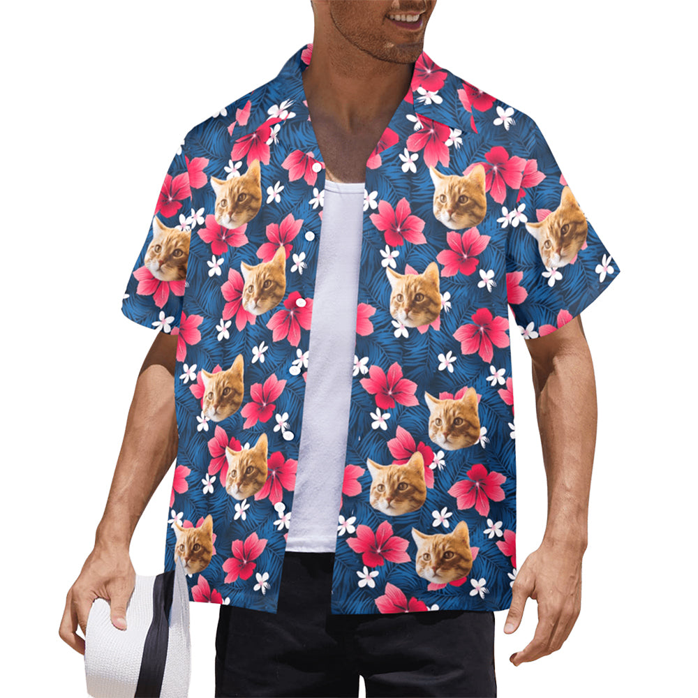 Custom Face Flower Petals Hawaiian Shirt | Personalized Tropical Aloha Shirt Father's Day Gift