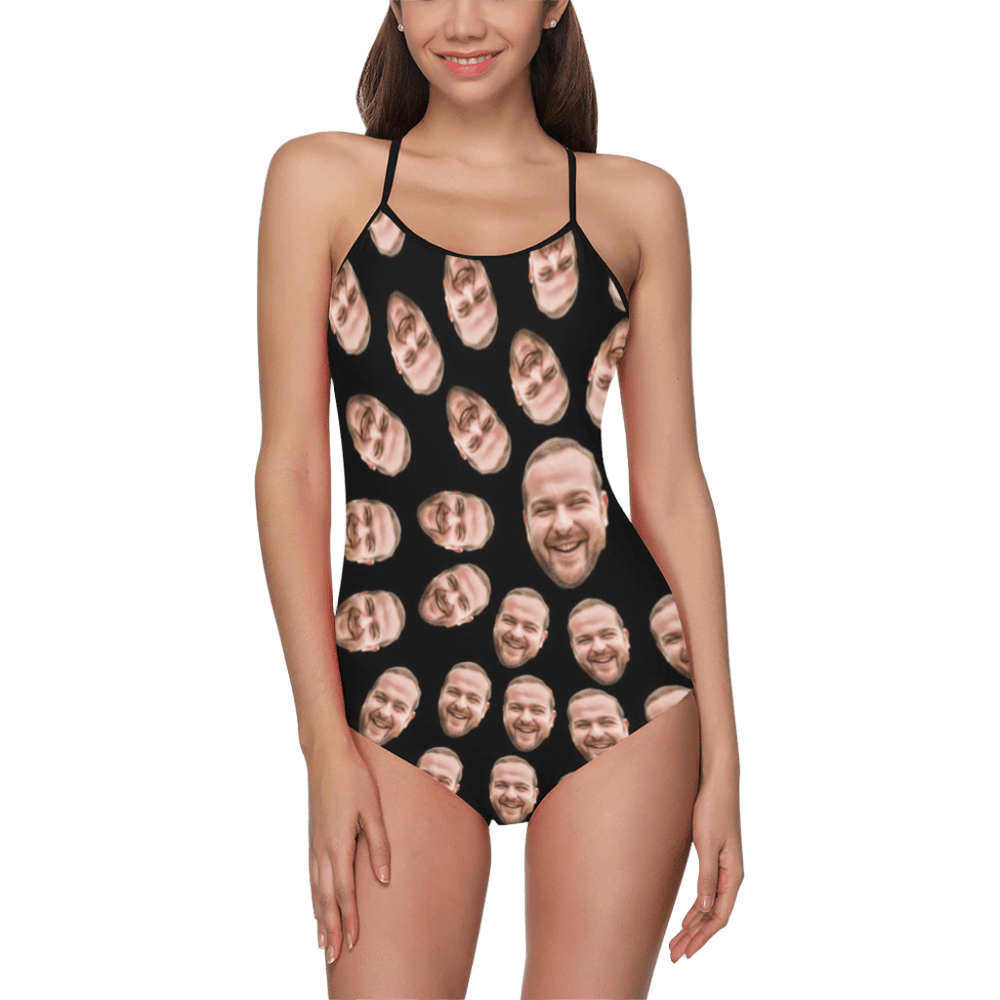 Custom Rotating Face Swimsuit | Personalized Women's Slip One-Piece Bathing Suit Birthday Gift
