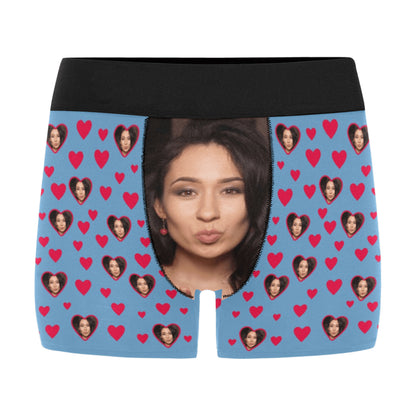 Custom Big Face For Love Underwear | Personalized Photo Men's Boxer Briefs Valentine's Day Gift
