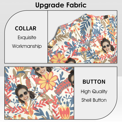 Custom Face Vibrant Floral Watercolor Hawaiian Shirt | Personalized Tropical Aloha Shirt For Birthday Surprise