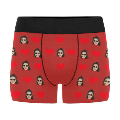 Custom Heart Face Underwear | Personalized Photo Men's Boxer Briefs For Boyfriend/Husband