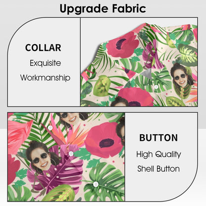 Custom Face Flamingo Rainforest Vibes Hawaiian Shirt | Personalized Tropical Aloha Shirt For Vacation/Cruise
