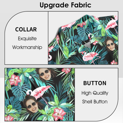 Custom Face Flamingo Hawaiian Shirt | Personalized Tropical Aloha Shirt for Men & Women