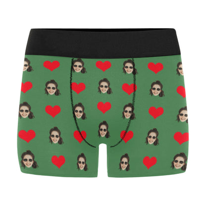 Custom Love Heart Face Underwear | Personalized Photo Men's Boxer Briefs For Anniversary