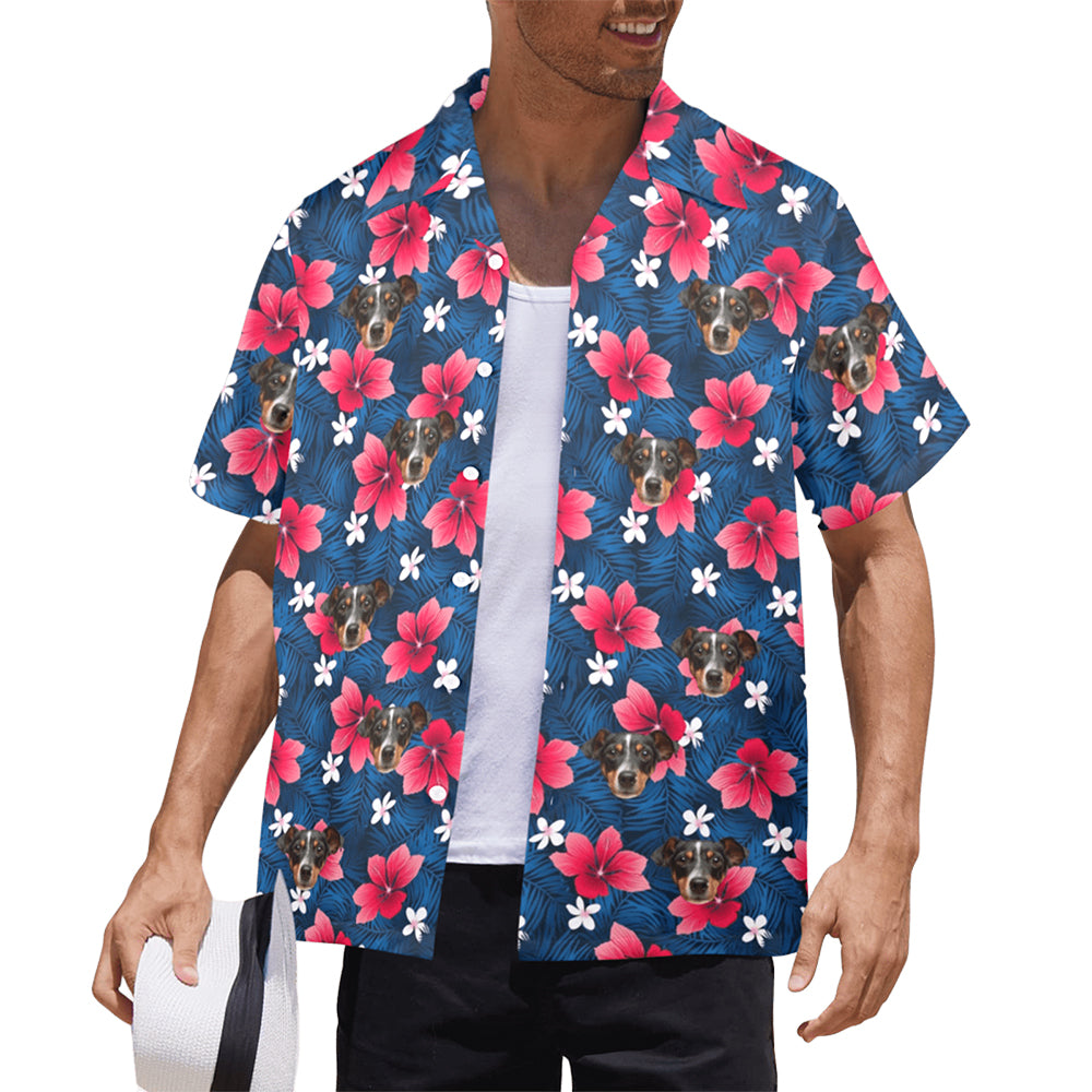 Custom Face Flower Petals Hawaiian Shirt | Personalized Tropical Aloha Shirt Father's Day Gift
