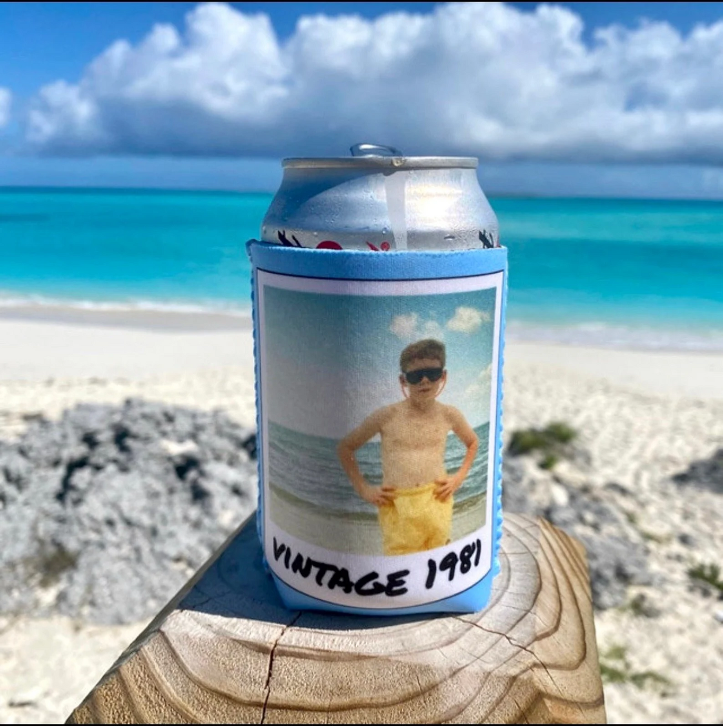 Personalized Vintage Photo Can Cooler | Custom Neoprene Koozies Non Slip for Beer Cans&Bottles Funny Anniversary/Birthday Gift