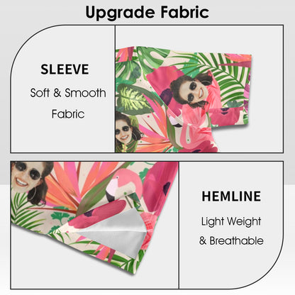 Custom Face Flamingo Rainforest Vibes Hawaiian Shirt | Personalized Tropical Aloha Shirt For Vacation/Cruise
