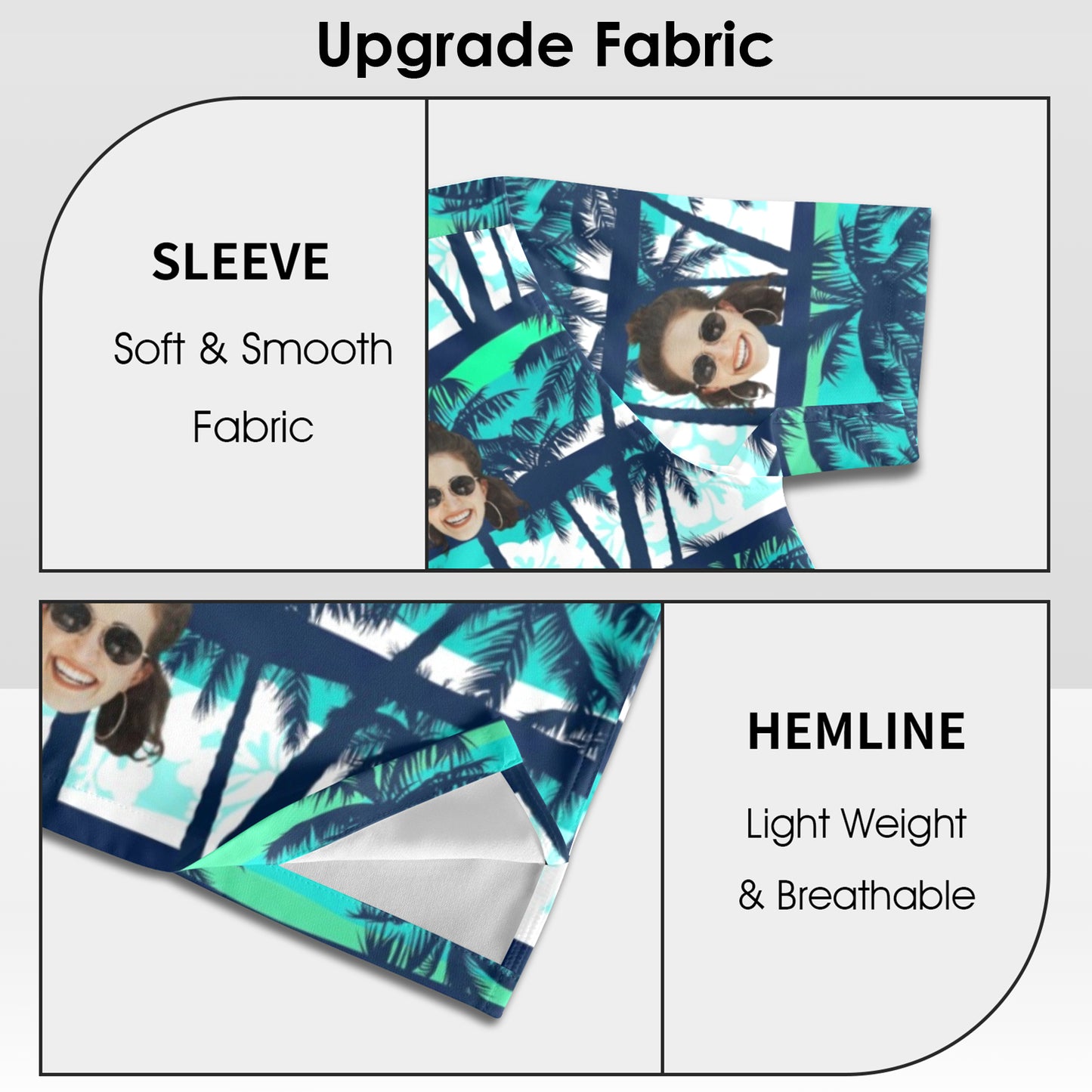 Custom Face Blue & Green Coconut Tree Hawaiian Shirt | Personalized Tropical Aloha Shirt Father's Day Gift