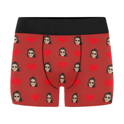 Custom Love Heart Face Underwear | Personalized Photo Men's Boxer Briefs For Anniversary