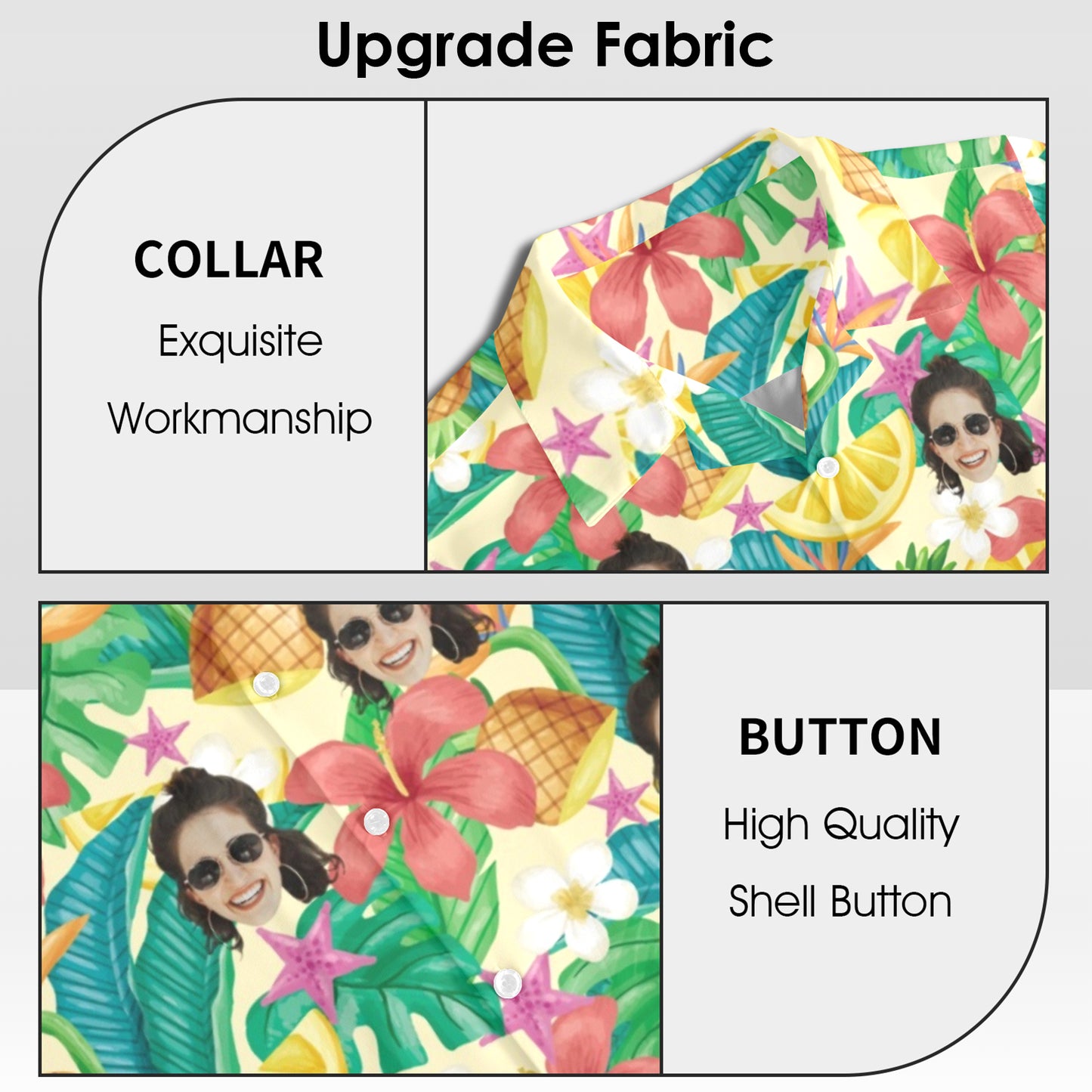 Custom Exotic Flowers & Fruits Face Hawaiian Shirt | Personalized Tropical Aloha Shirt Father's Day Gift