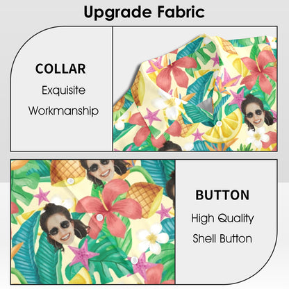 Custom Exotic Flowers & Fruits Face Hawaiian Shirt | Personalized Tropical Aloha Shirt Father's Day Gift