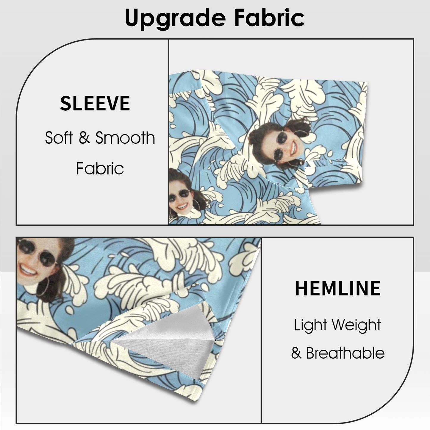 Custom Face Blue Waves Hawaiian Shirt | Personalized Summer Vibes Tropical Aloha Shirt