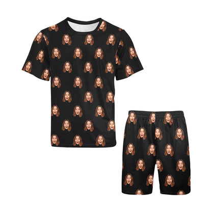 Custom Husband/Boyfriend Face Pajamas | Personalized Men's Short Pajama Set Birthday Gift