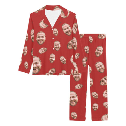 Custom Face Multi-Color Pajamas | Personalized Women's Long Pajama Set Party Gift