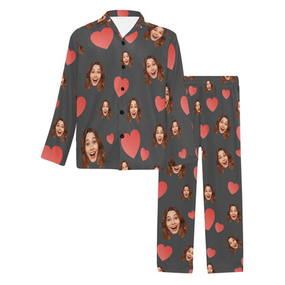 Custom Heart Multi-Color Pajamas | Personalized Men's Long Pajama Set Birthday Gift