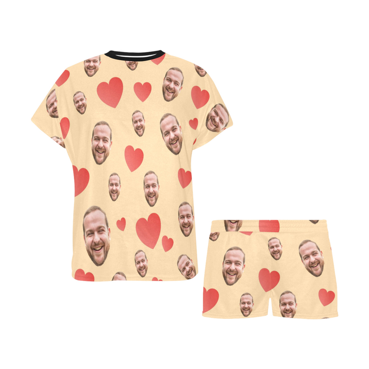 Custom Heart Multi-Color Pajamas | Personalized Women's Short Pajama Set Valentine's Day Gift