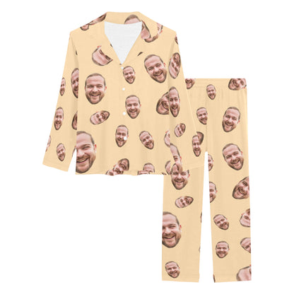 Custom Face Multi-Color Pajamas | Personalized Women's Long Pajama Set Party Gift