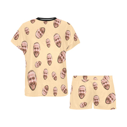 Custom Face Multi-Color Pajamas | Personalized Women's Short Pajama Set Birthday Gift