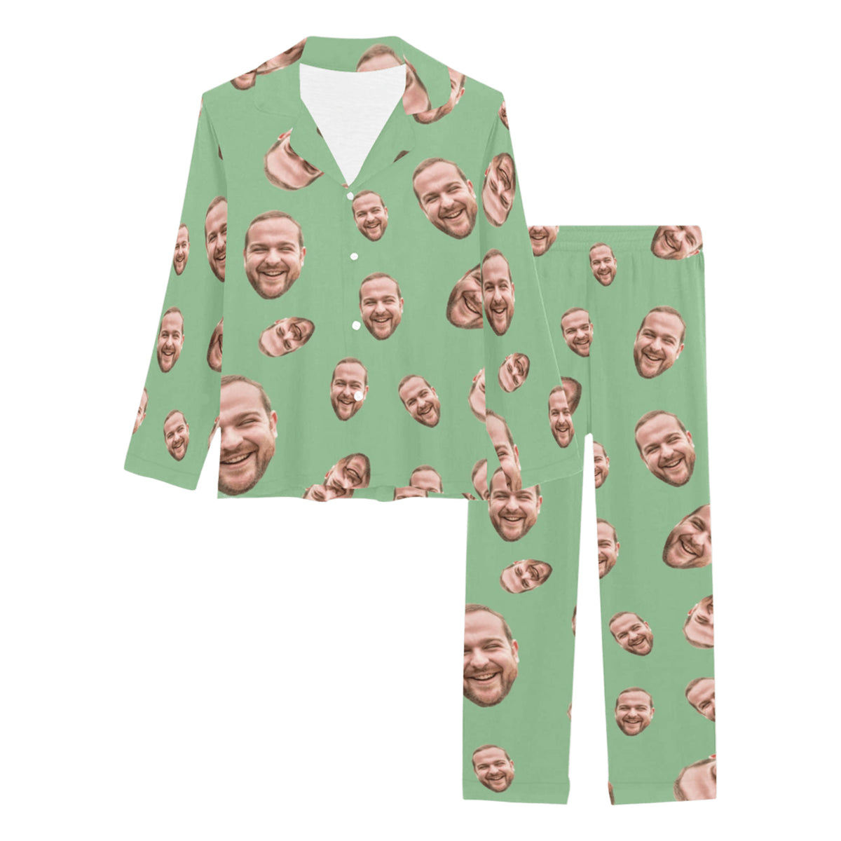 Custom Face Multi-Color Pajamas | Personalized Women's Long Pajama Set Party Gift