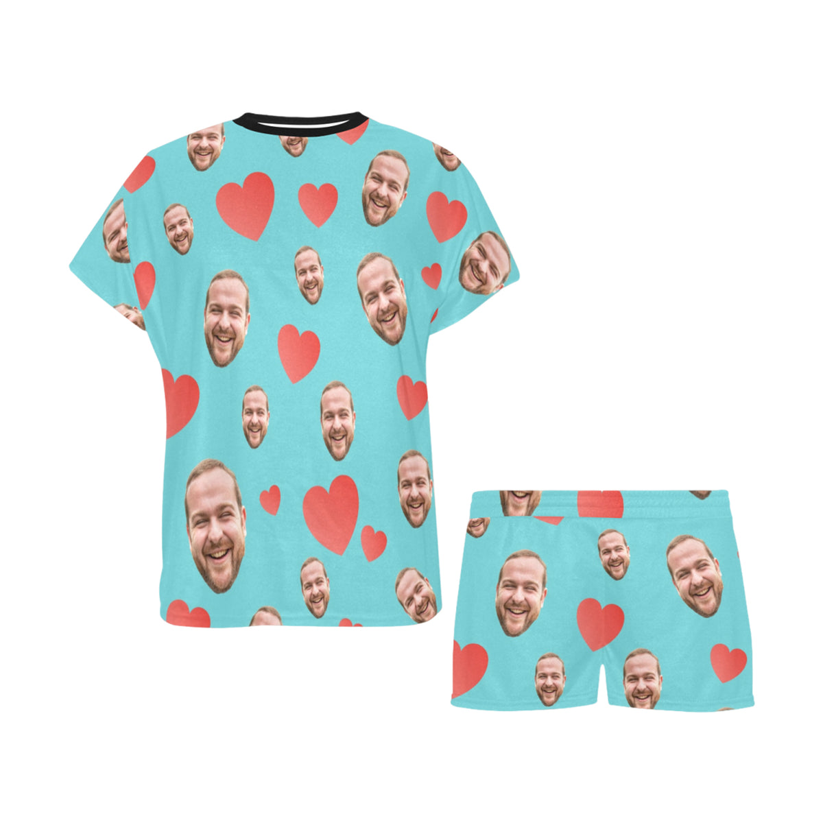 Custom Heart Multi-Color Pajamas | Personalized Women's Short Pajama Set Valentine's Day Gift