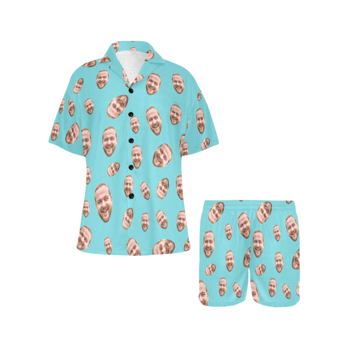 Custom Face Multi-Color Pajamas | Personalized Women's V-Neck Short Pajama Set Gift for Mom/Dad