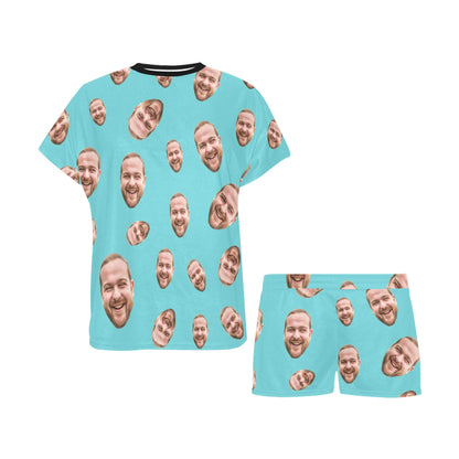 Custom Face Multi-Color Pajamas | Personalized Women's Short Pajama Set Birthday Gift