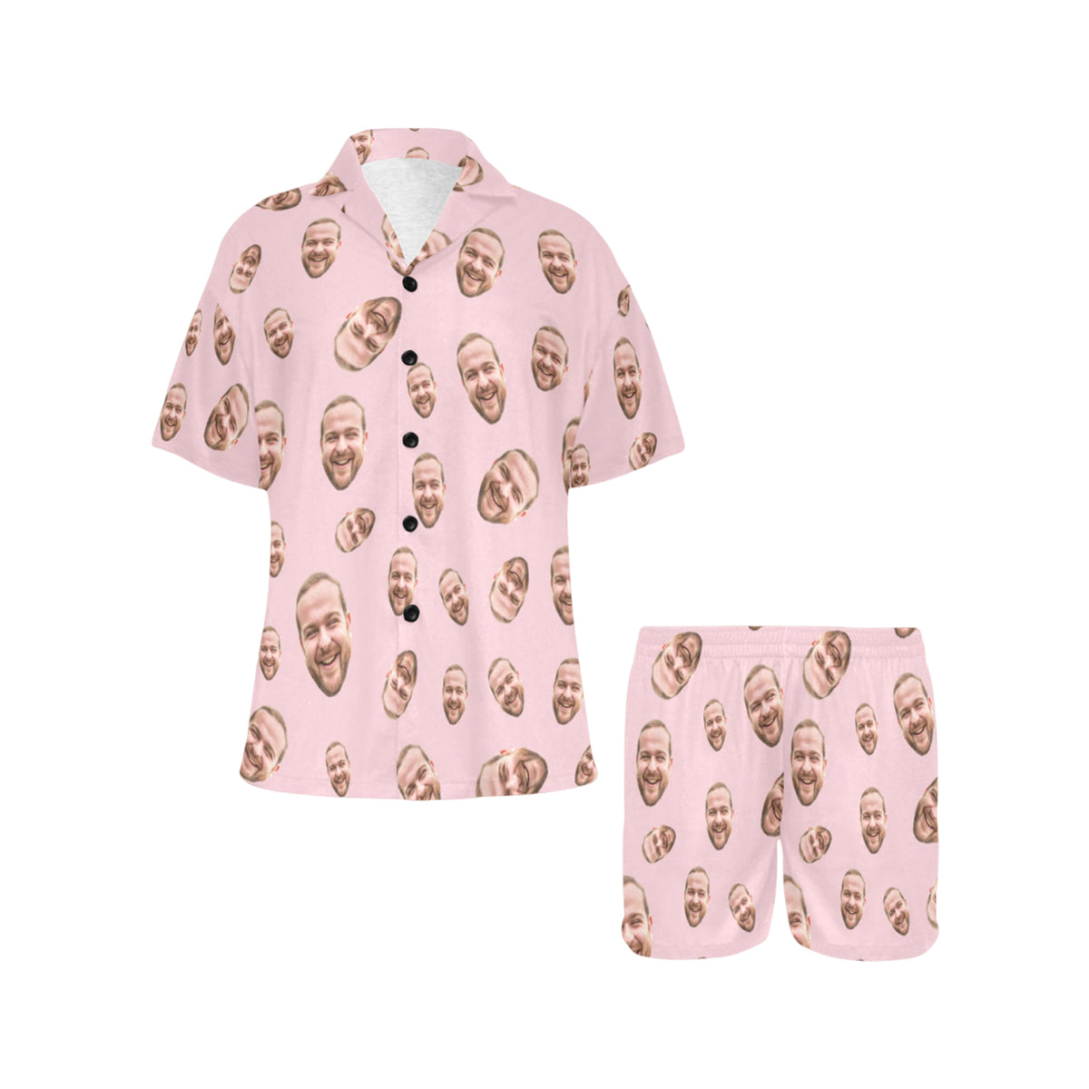 Custom Face Multi-Color Pajamas | Personalized Women's V-Neck Short Pajama Set Gift for Mom/Dad