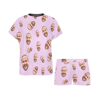 Custom Face Multi-Color Pajamas | Personalized Women's Short Pajama Set Birthday Gift