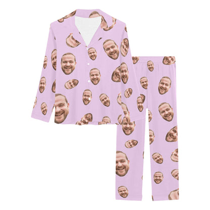 Custom Face Multi-Color Pajamas | Personalized Women's Long Pajama Set Party Gift