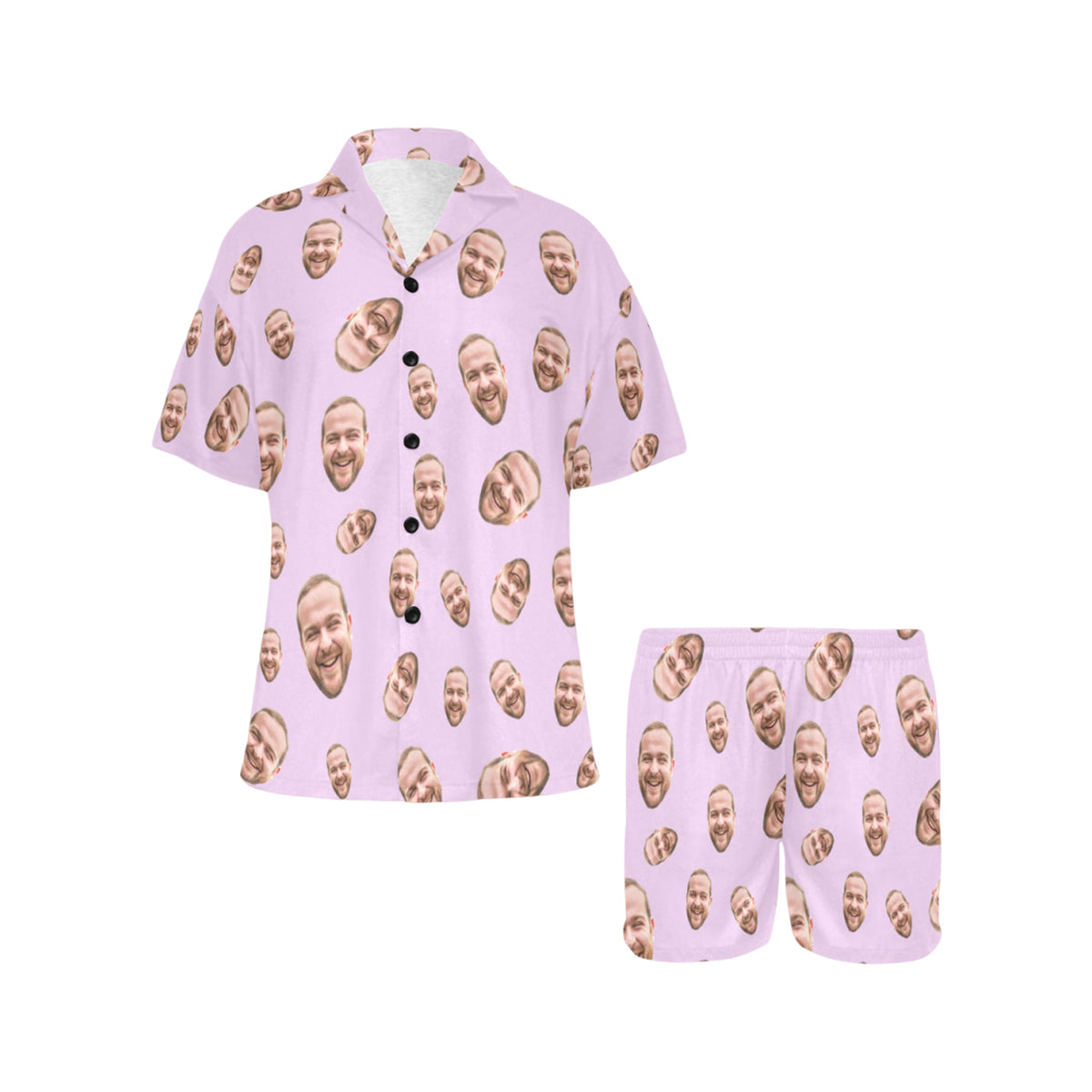 Custom Face Multi-Color Pajamas | Personalized Women's V-Neck Short Pajama Set Gift for Mom/Dad