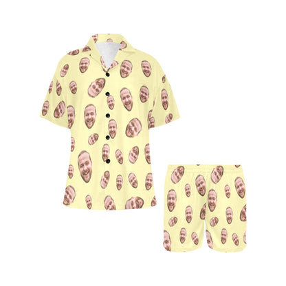 Custom Face Multi-Color Pajamas | Personalized Women's V-Neck Short Pajama Set Gift for Mom/Dad
