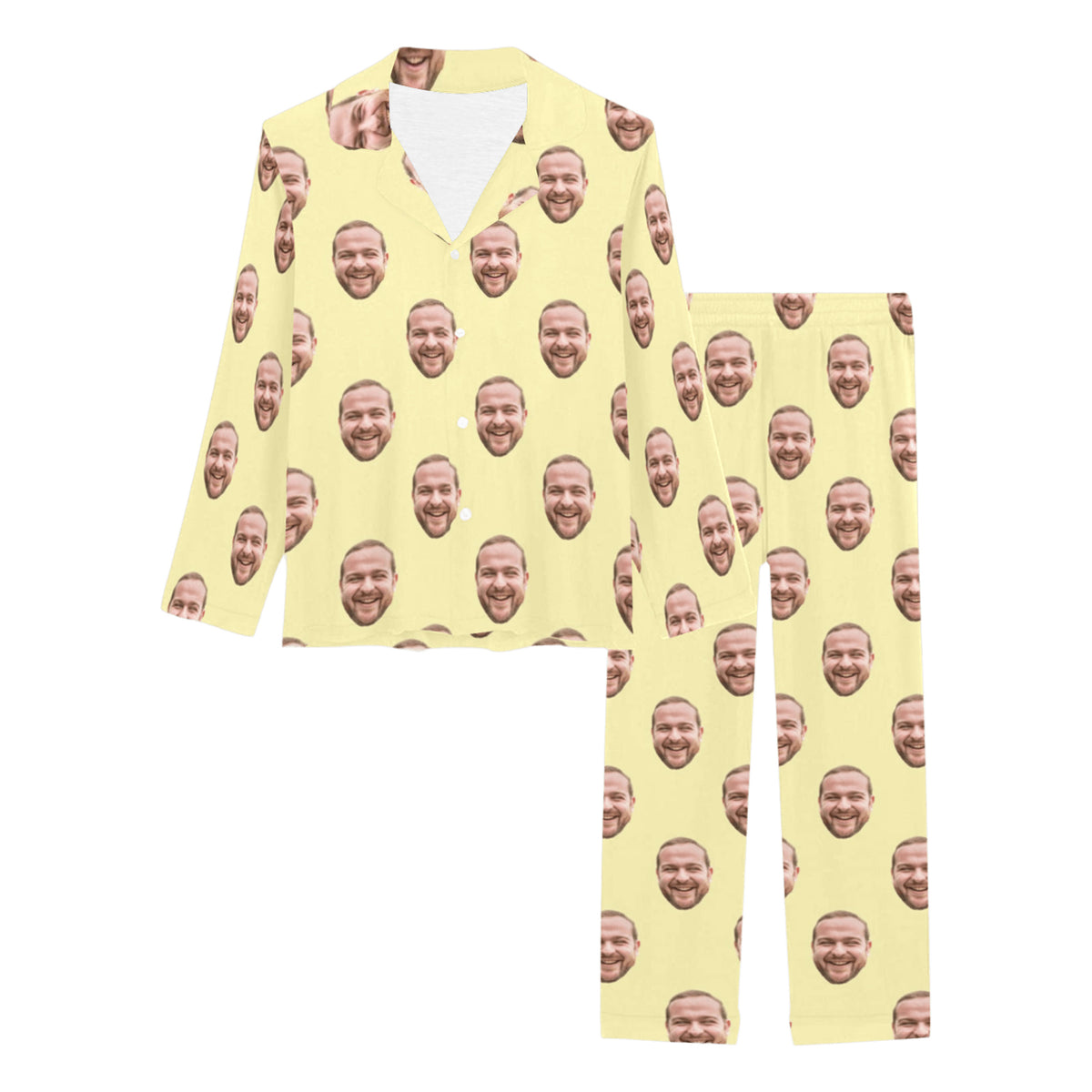 Custom Husband/Boyfriend Face Pajamas | Personalized Women's Long Pajama Set Christmas Gift
