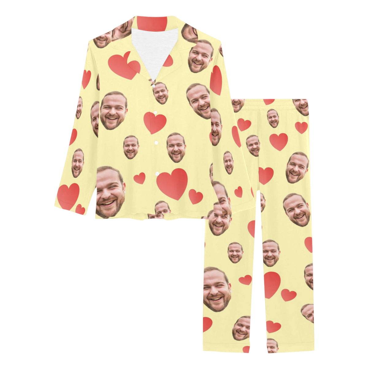 Custom Heart Multi-Color Pajamas | Personalized Women's Long Pajama Set Birthday Gift