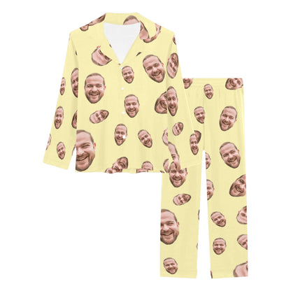 Custom Face Multi-Color Pajamas | Personalized Women's Long Pajama Set Party Gift