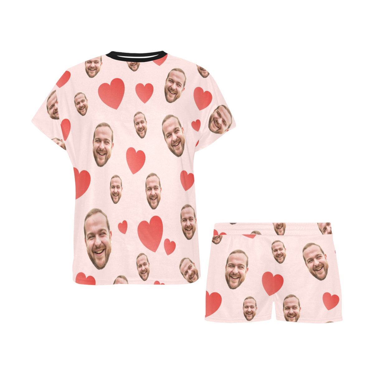 Custom Heart Multi-Color Pajamas | Personalized Women's Short Pajama Set Valentine's Day Gift
