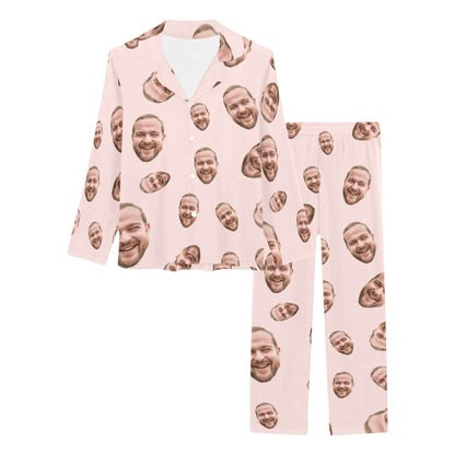 Custom Face Multi-Color Pajamas | Personalized Women's Long Pajama Set Party Gift