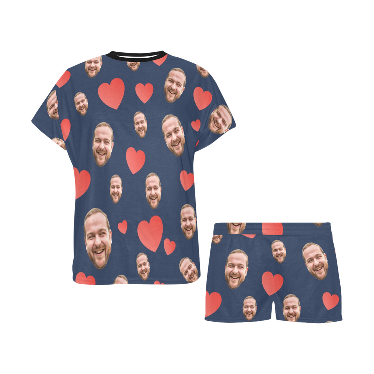 Custom Heart Multi-Color Pajamas | Personalized Women's Short Pajama Set Valentine's Day Gift