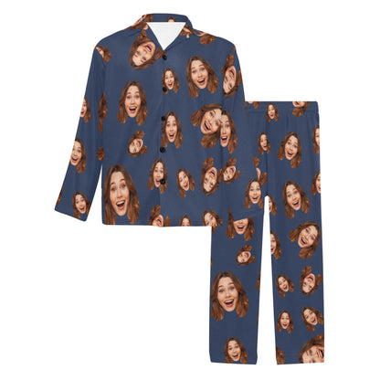 Custom Face Multi-Color Pajamas | Personalized Men's Long Pajama Set Birthday Party Gift