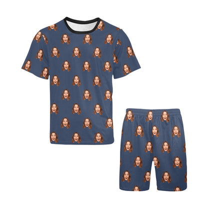 Custom Husband/Boyfriend Face Pajamas | Personalized Men's Short Pajama Set Birthday Gift