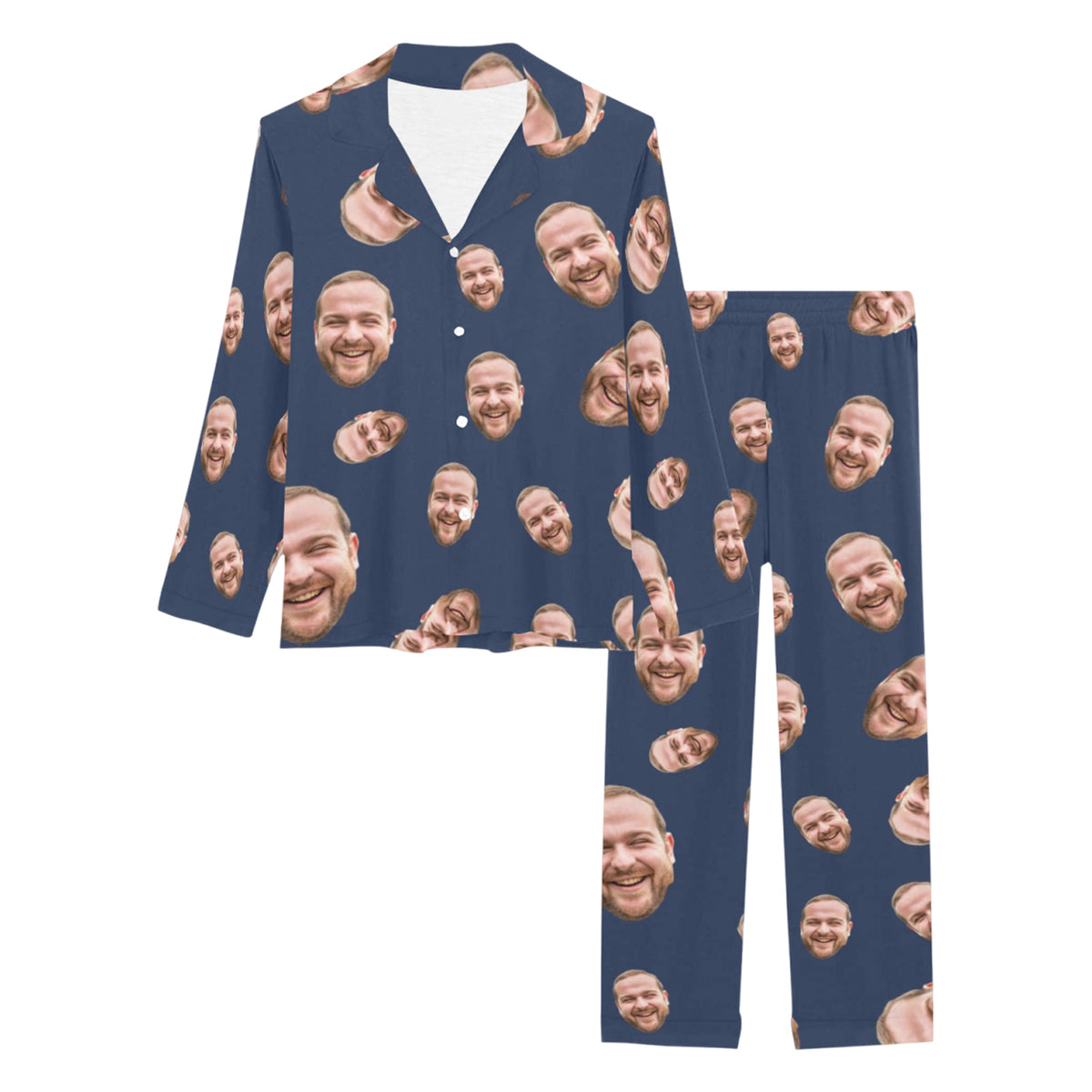 Custom Face Multi-Color Pajamas | Personalized Women's Long Pajama Set Party Gift