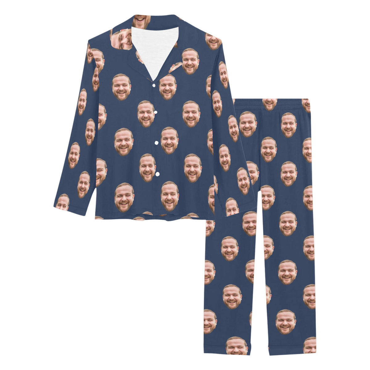 Custom Husband/Boyfriend Face Pajamas | Personalized Women's Long Pajama Set Christmas Gift