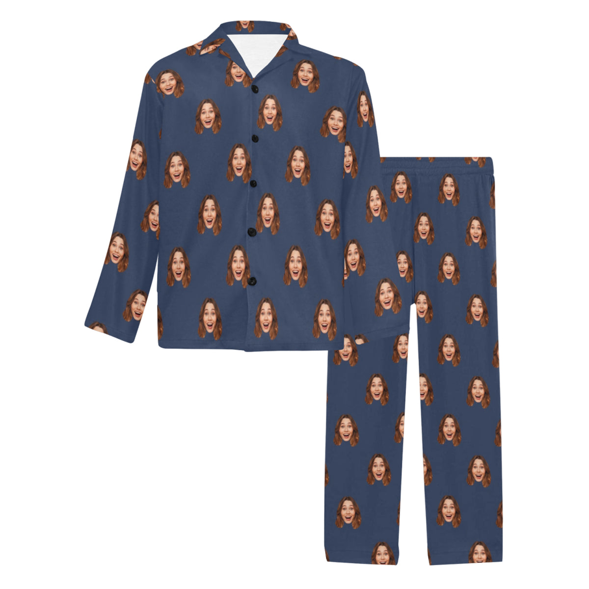 Custom Husband/Boyfriend Face Pajamas | Personalized Men's Long Pajama Set Gift for Him