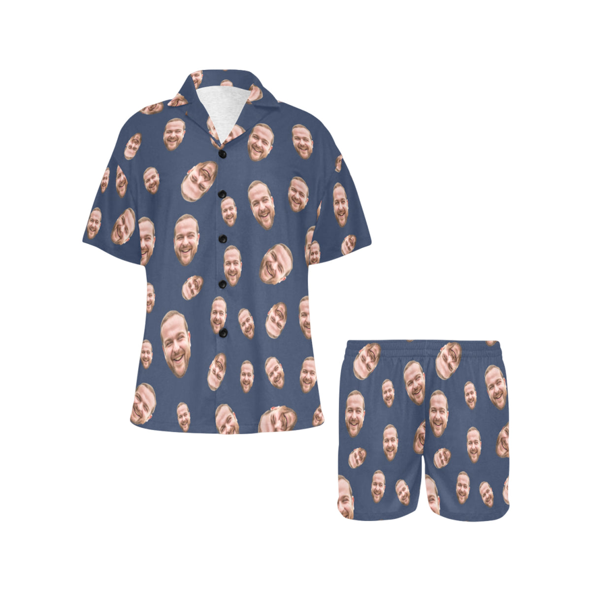Custom Face Multi-Color Pajamas | Personalized Women's V-Neck Short Pajama Set Gift for Mom/Dad