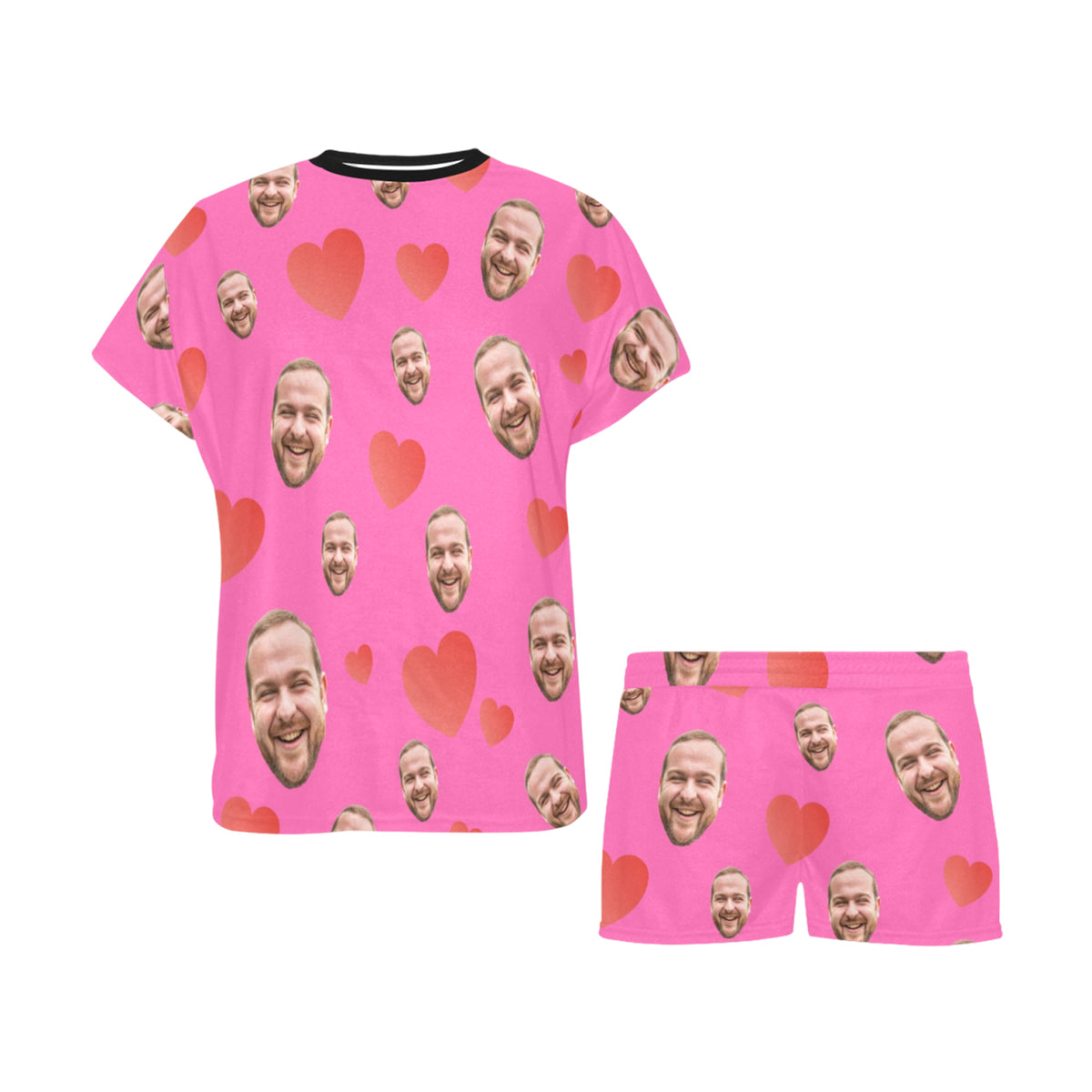 Custom Heart Multi-Color Pajamas | Personalized Women's Short Pajama Set Valentine's Day Gift