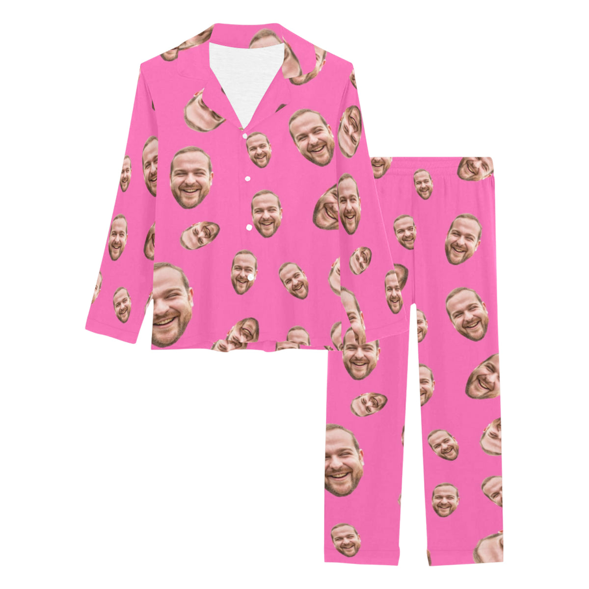 Custom Face Multi-Color Pajamas | Personalized Women's Long Pajama Set Party Gift