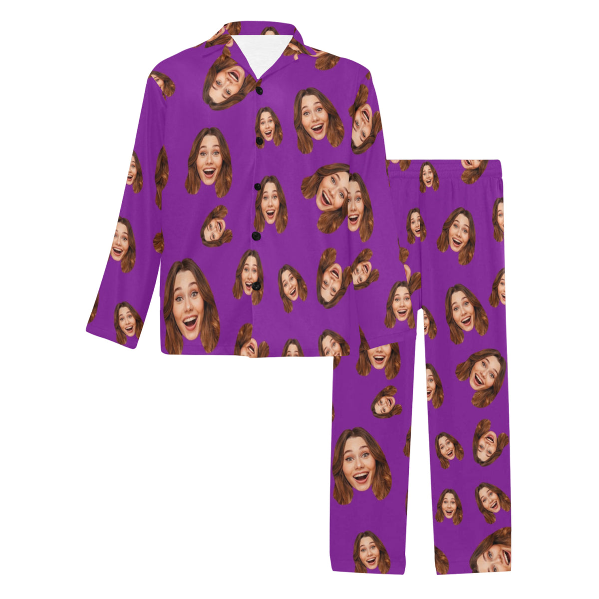 Custom Face Multi-Color Pajamas | Personalized Men's Long Pajama Set Birthday Party Gift