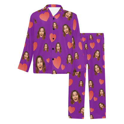 Custom Heart Multi-Color Pajamas | Personalized Men's Long Pajama Set Birthday Gift