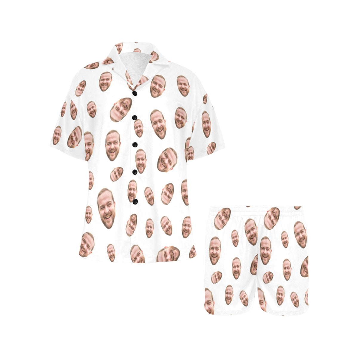 Custom Face Multi-Color Pajamas | Personalized Women's V-Neck Short Pajama Set Gift for Mom/Dad